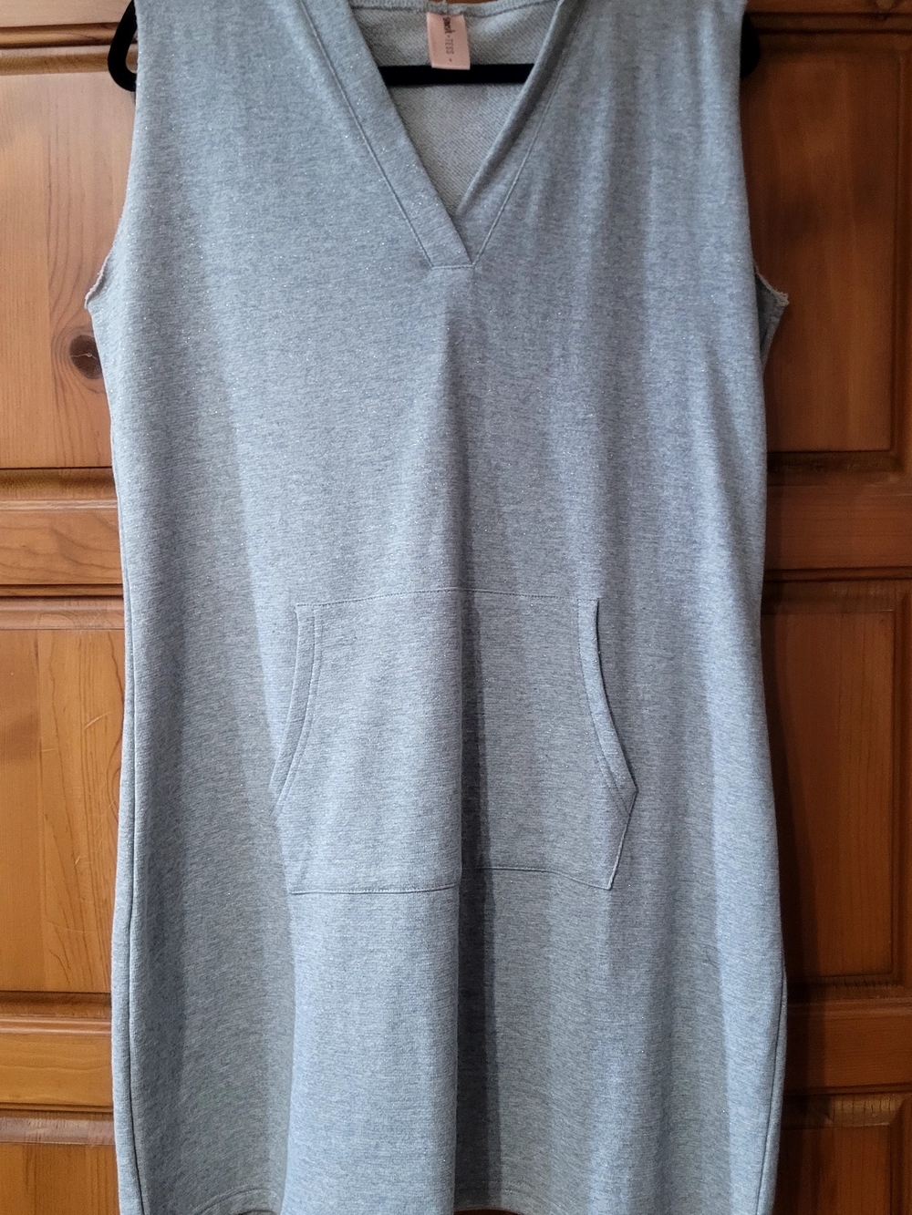 Smash+Tess Sleeveless V-Neck Grey Knit Dress with Front Pocket